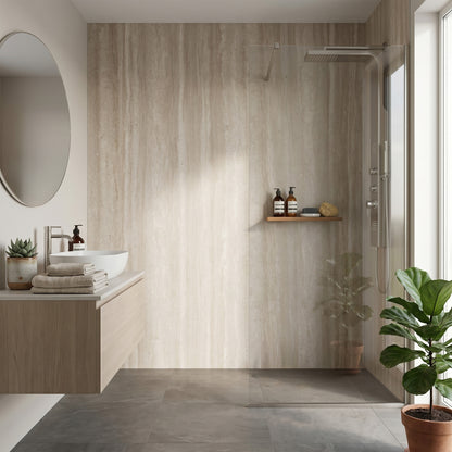 Travertine - 2420mm Wetwall Marble Waterproof Wall Panelling