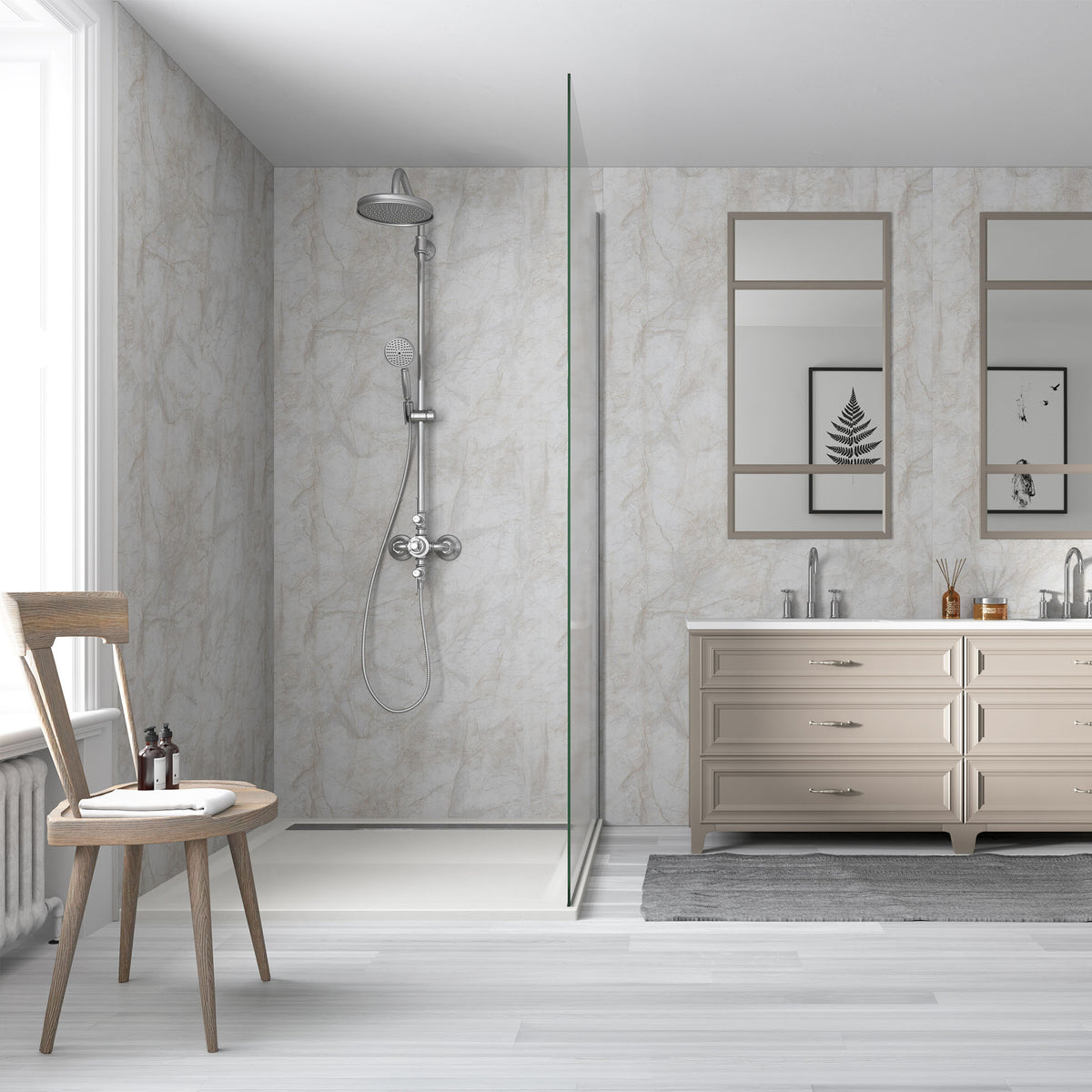 Neutral Marble - 2420mm Wetwall Matt Waterproof Wall Panelling