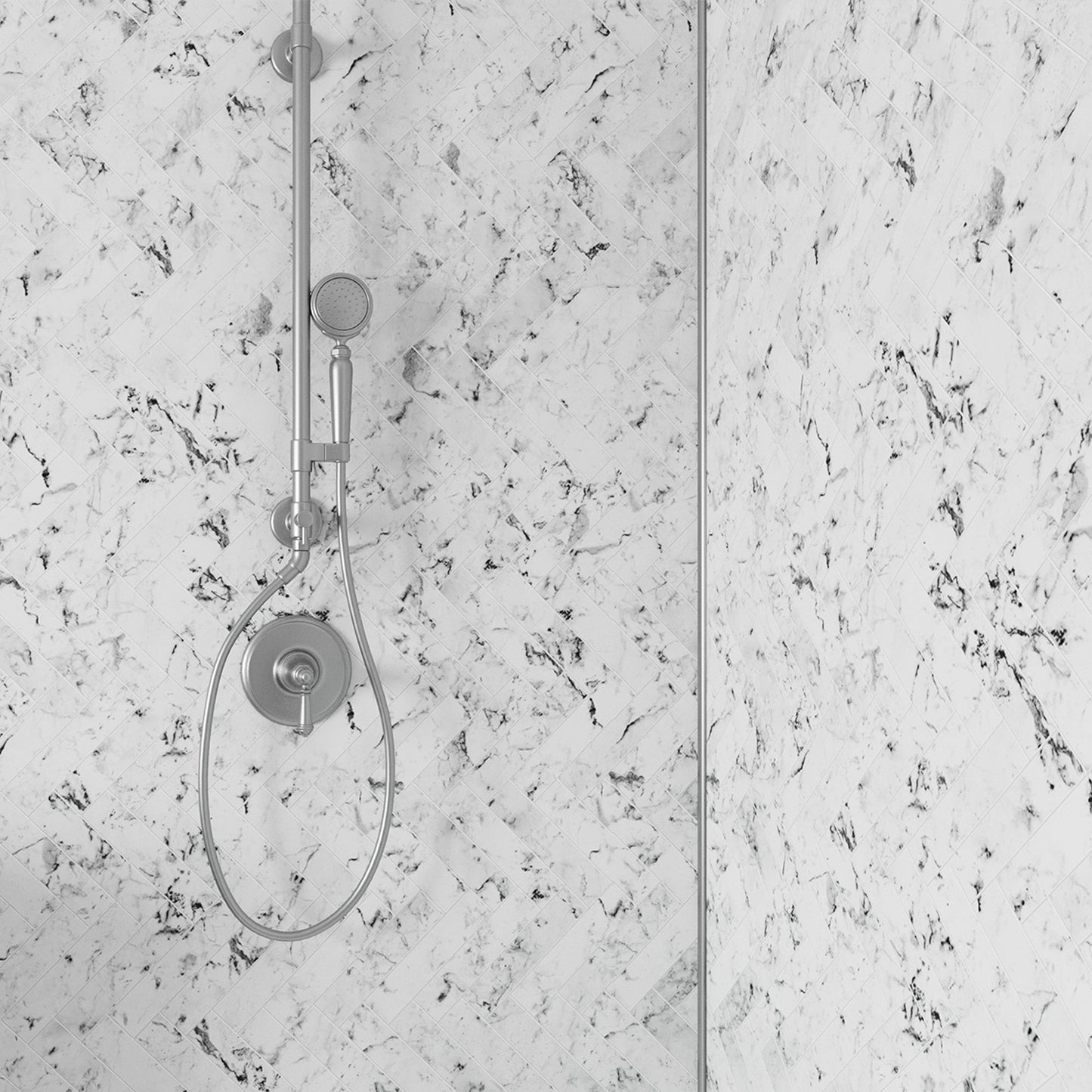 Herringbone Marble - 2440mm Alloy Wetwall Marble Waterproof Wall Panelling