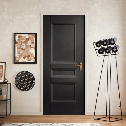 Jet Black Internal Fully Finished 3 Panel Elegance Henley Door (124167)