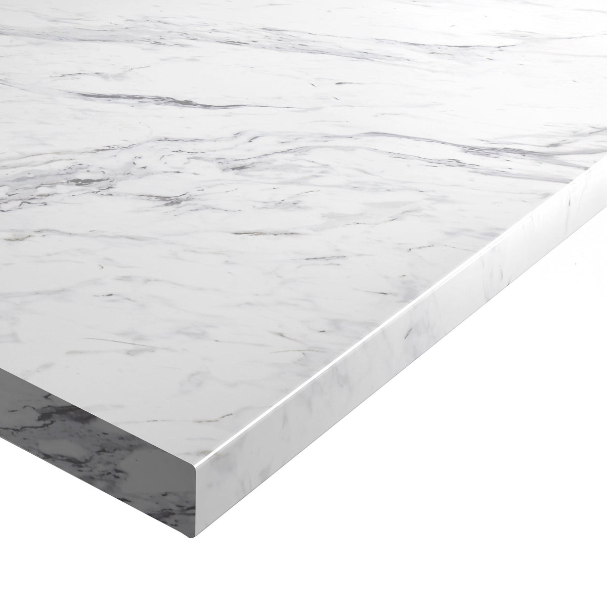 Calcutta Marble - Rounded Edge Laminate Worktop 3050mm x 600mm x 38mm