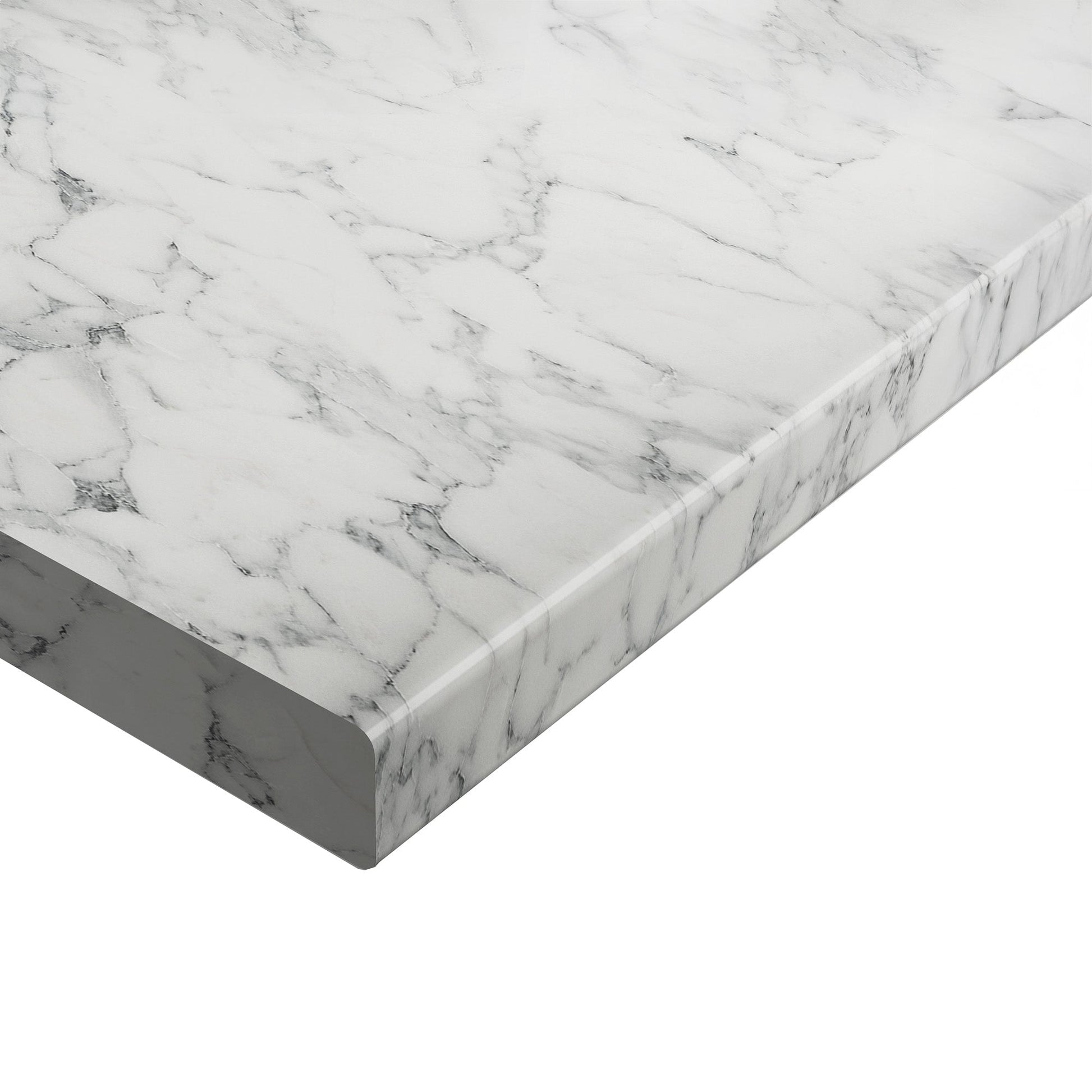 Marmo Bianco - Rounded Edge Laminate Worktop 3050mm x 600mm x 38mm