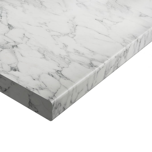 Marmo Bianco - Rounded Edge Laminate Worktop 3050mm x 600mm x 38mm