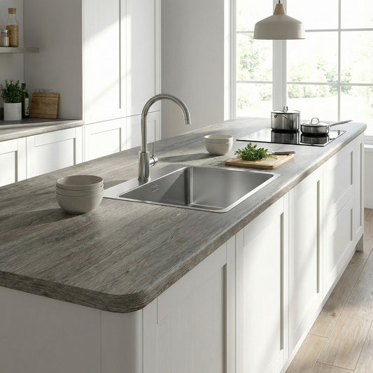 Silver Oak - Rounded Edge Laminate Worktop 3050mm x 600mm x 38mm