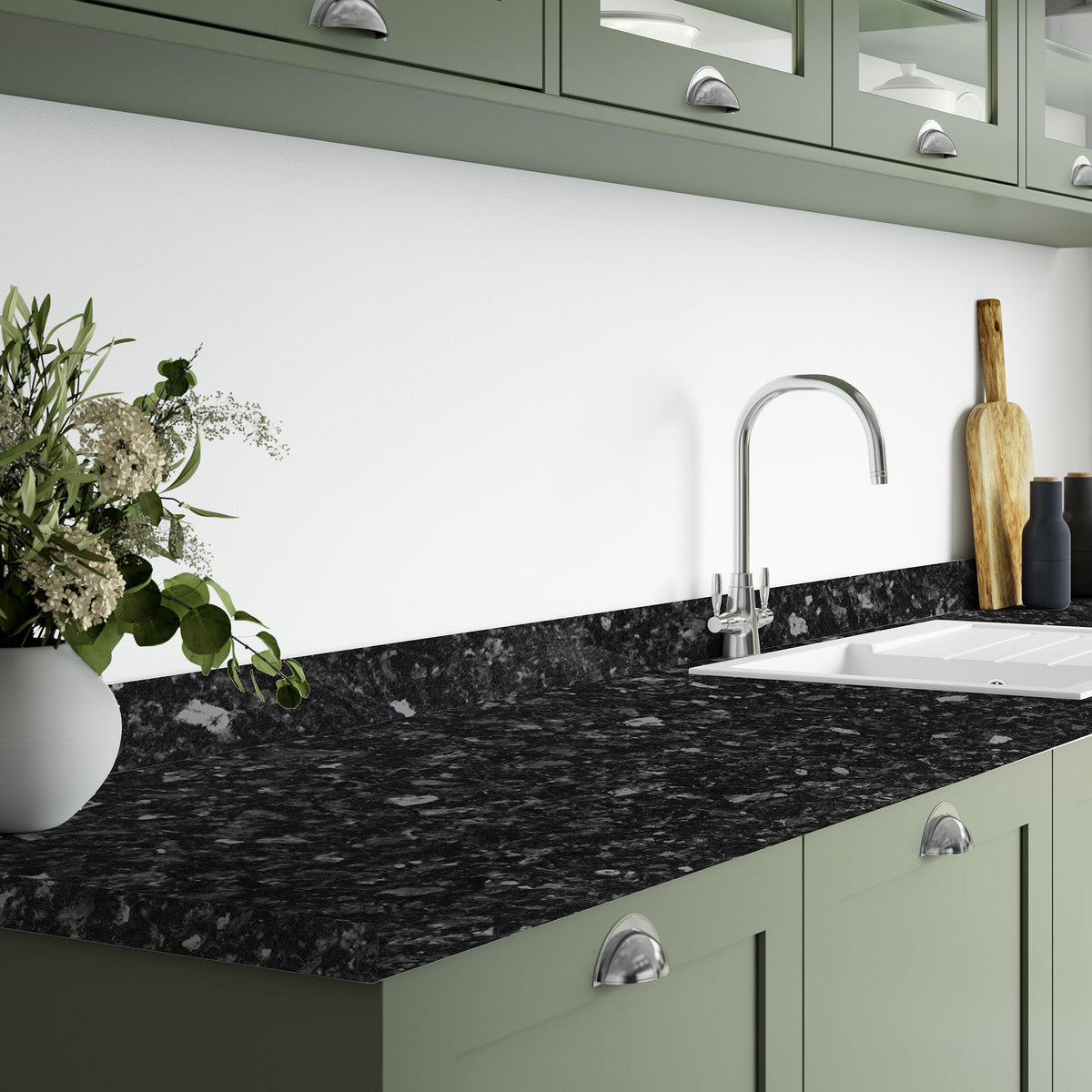 Black Slate - Square Edge Laminate Worktop 3050mm x 600mm x 38mm