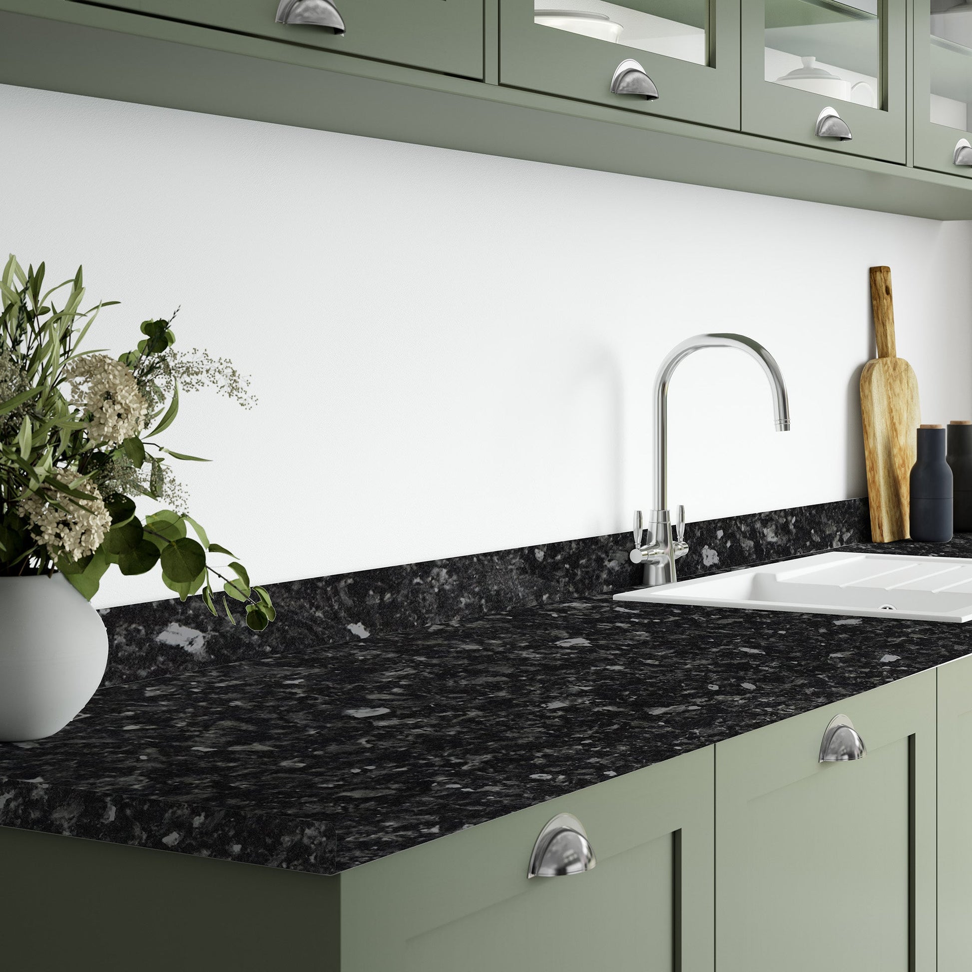 Black Slate - Square Edge Laminate Worktop 3050mm x 600mm x 38mm