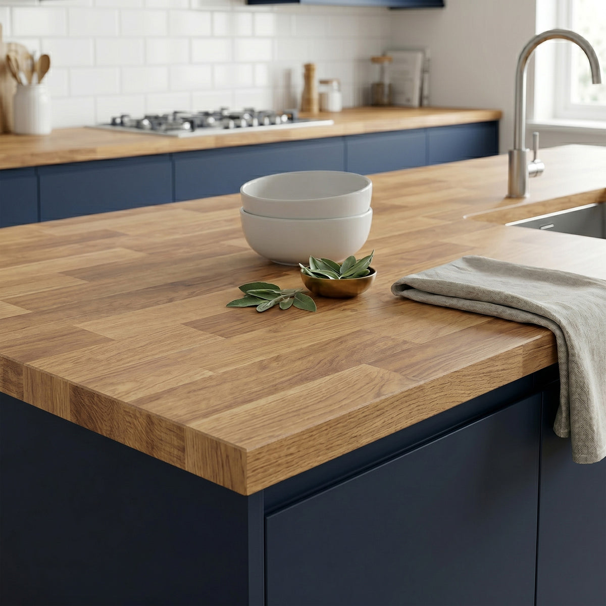 18mm Solid Finger-Jointed European Oak Furniture Board (2.40m), Euro Oak