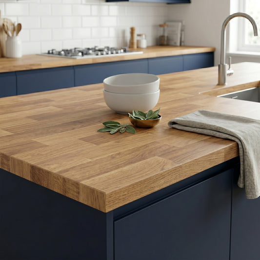 18mm Solid Finger-Jointed European Oak Furniture Board (2.40m), Euro Oak