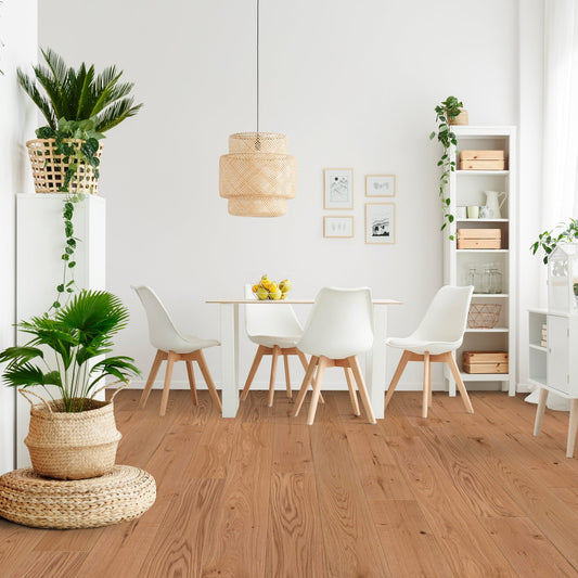 Natural Oak - Premier 14mm Brushed UV lacquer Engineered Real Wood Flooring