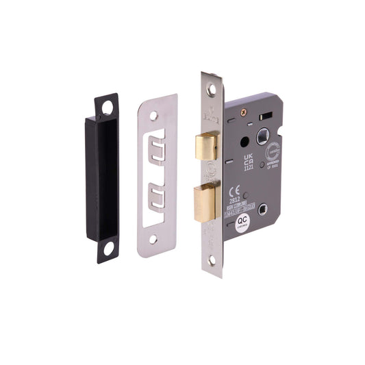 65mm (2.5'') Mortice Bathroom Lock - Satin Stainless Steel