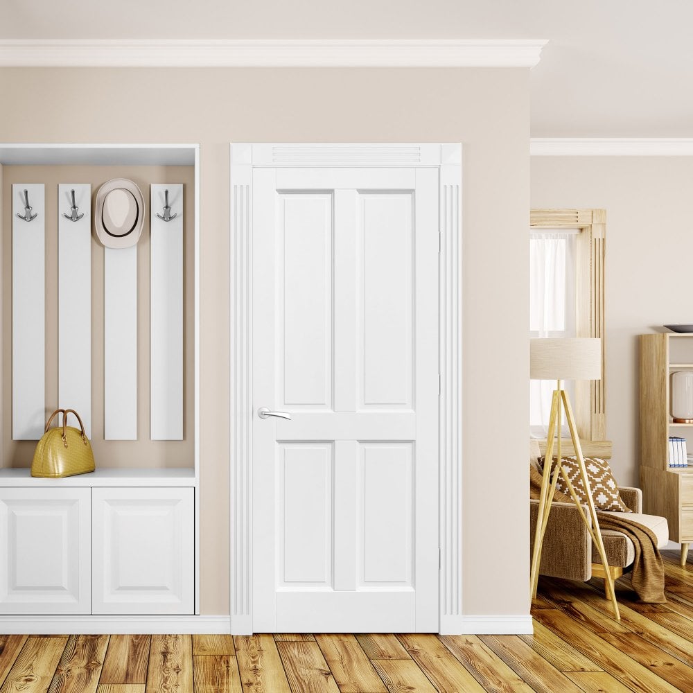 White Internal Primed Berkeley 4 Panel Door