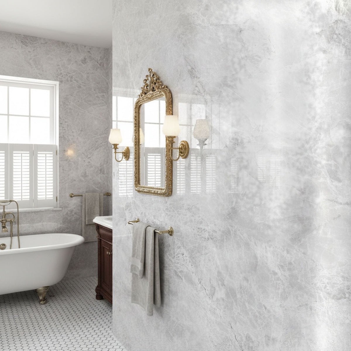 Fino Grey Gloss - PVC Gloss Waterproof Wall Panelling