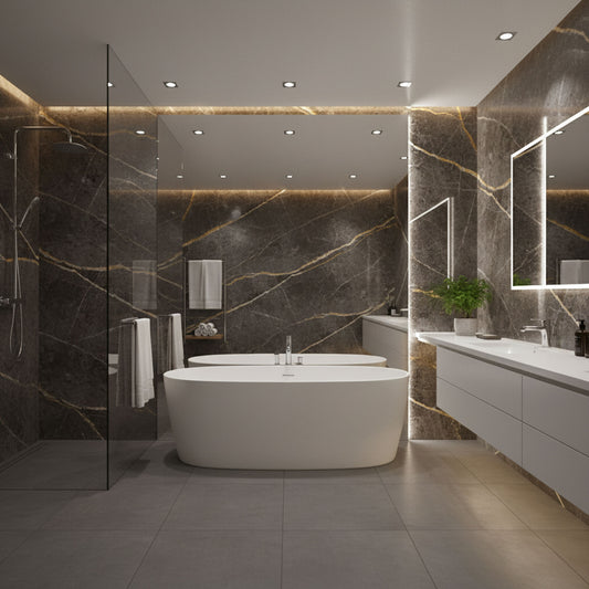 Blue Quartz - PVC Gloss Waterproof Wall Panelling