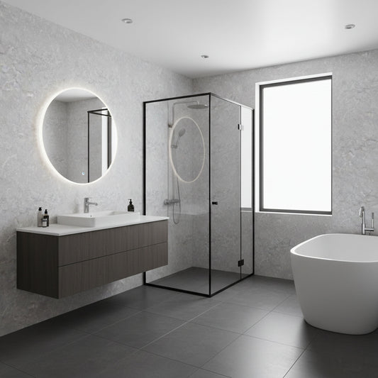 Grey Concrete - PVC Gloss Waterproof Wall Panelling
