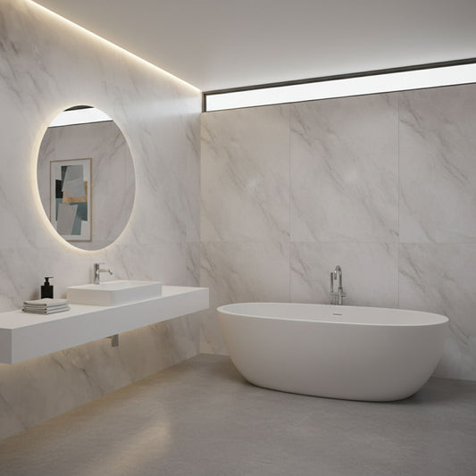 Light Grey Marble - PVC Gloss Waterproof Wall Panelling