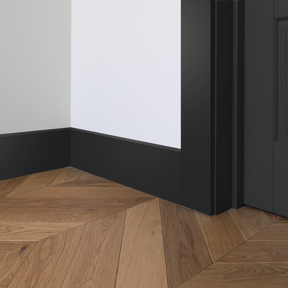 Fully Finished Jet Black 2.4m Square Profile Skirting Board (JBSKIRT-SQ)