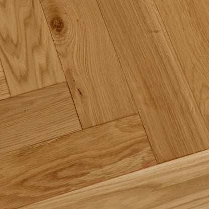 Natural Oak - Herringbone 18mm Brushed and Oiled Solid Real Wood Flooring