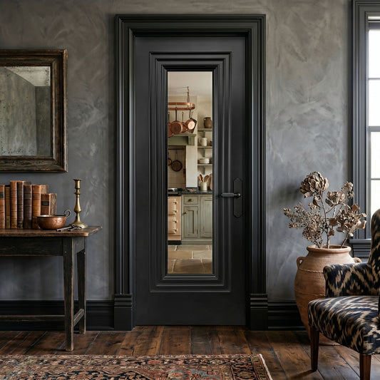 Jet Black Internal Fully Finished 1 Light Clear Glass Trinity Door (BLACKTRICG)