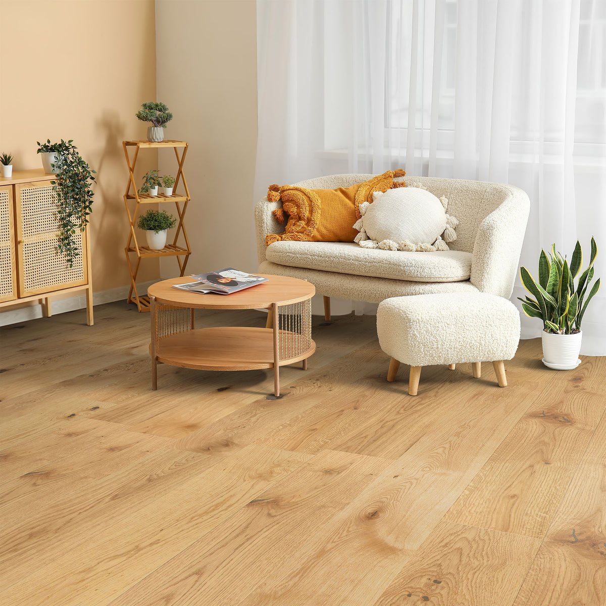 Natural Oak - 14mm Light Brushed Engineered Real Wood Flooring