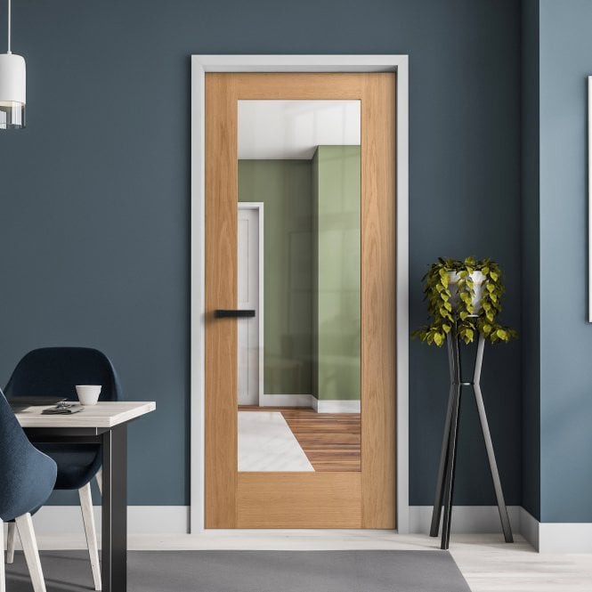 Oak Internal Unfinished Pattern 10 1 Light Clear Glass Door