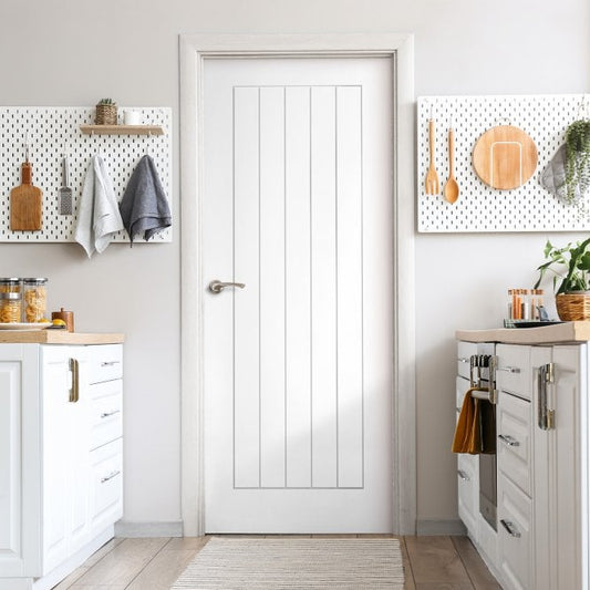 White Internal Lifestyle Moulded Smooth Cottage 5 Panel Door