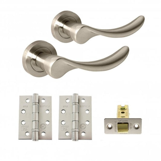 Mediterranean Malaga Round Lever CE13 Fire Door Handle Set - Satin Nickel