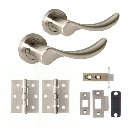 Mediterranean Malaga Round Lever Door Handle Set - Satin Nickel