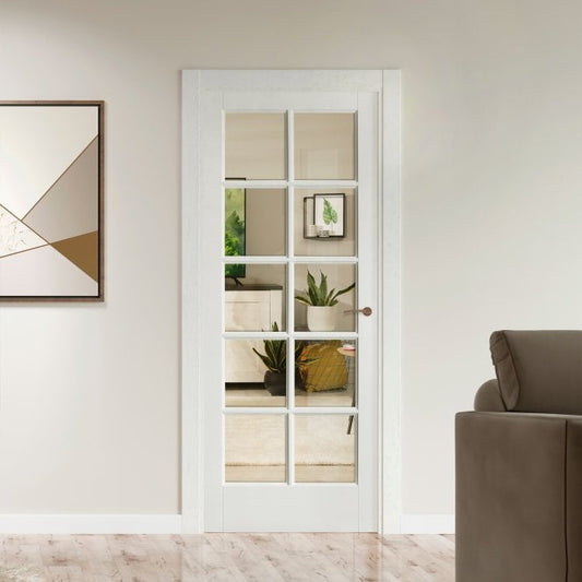 White Internal Primed SA 10 Light Clear Glass Door