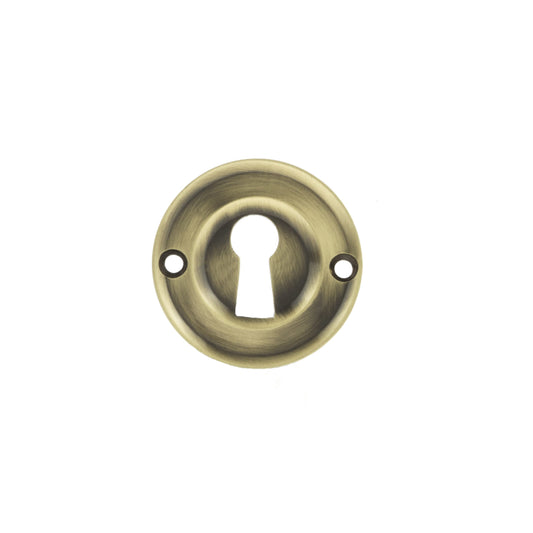 Old English Solid Brass Open Key Hole Escutcheon - Antique Brass (OERKEAB)
