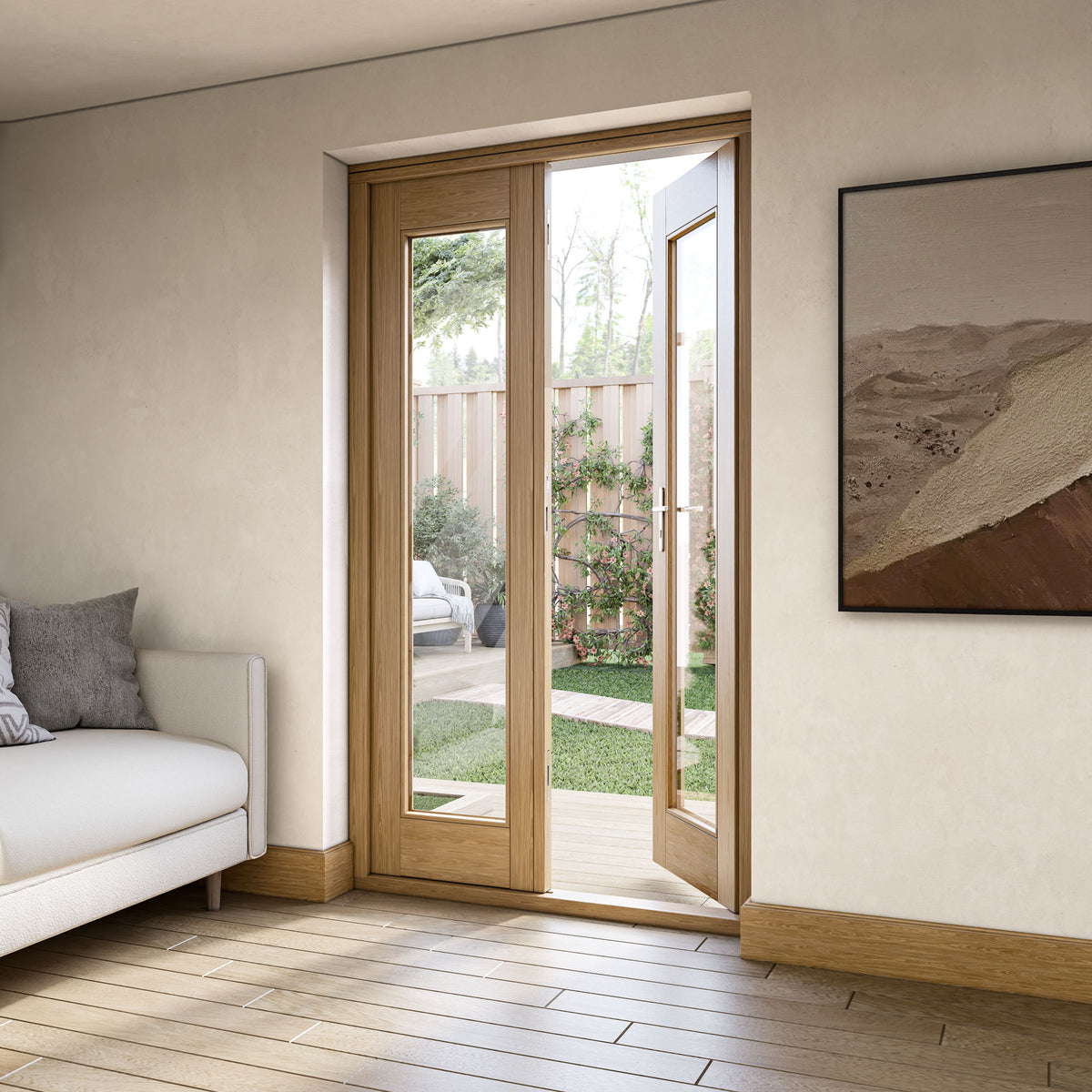 Fully Finished Oak External French Patio Door Set
