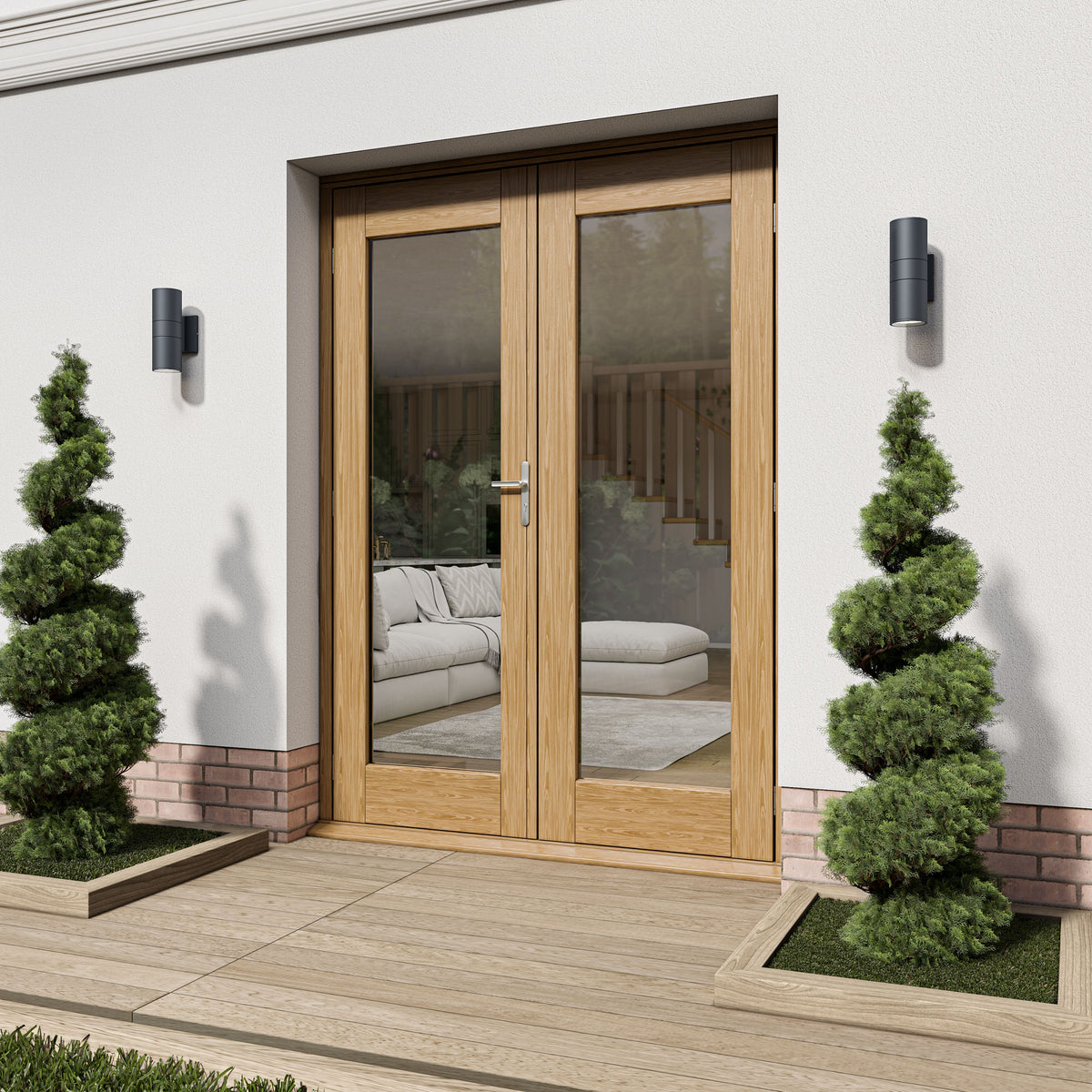 Fully Finished Oak External French Patio Door Set