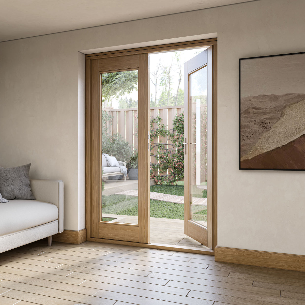 Fully Finished Oak External French Patio Door Set