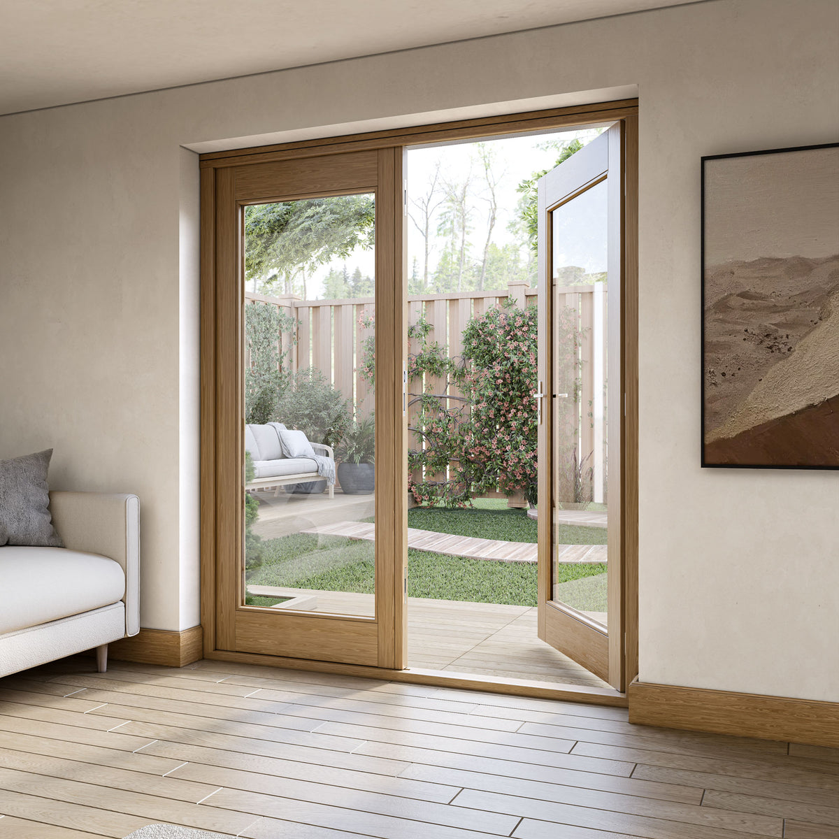 Fully Finished Oak External French Patio Door Set