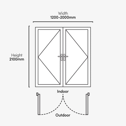Matt Black Aluminium External Clear Glass French Patio Door
