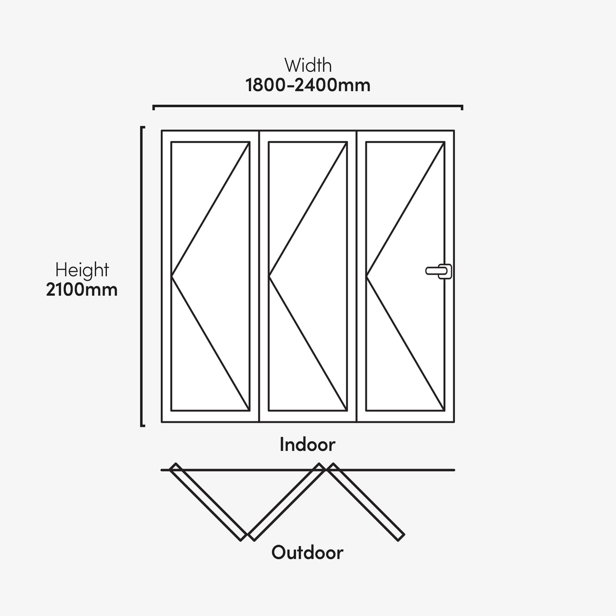 Matt Black Aluminium External 3+0 Clear Glass Folding Patio Door