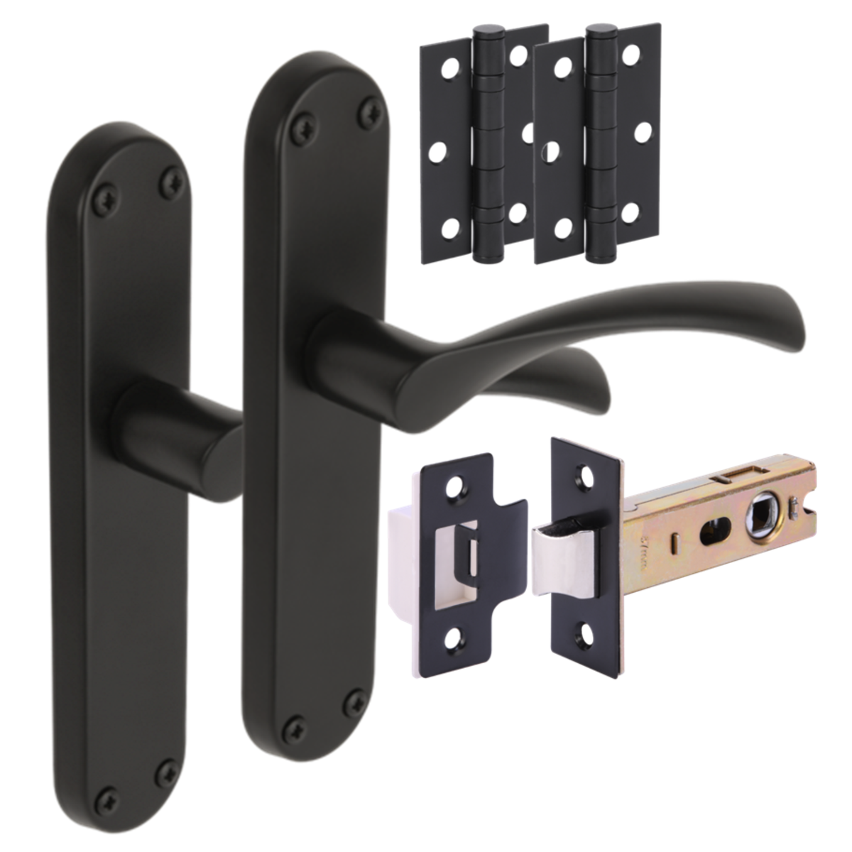 Lobo Lever on Backplate Handle Set - Black Matt