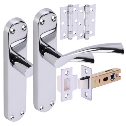 Lobo Lever on Backplate Handle Set - Polished Chrome