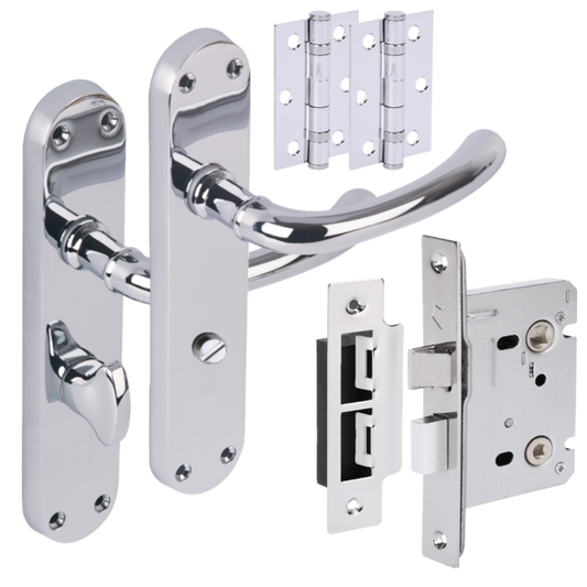 Avis Lever on Backplate Bathroom Handle Set - Polished Chrome