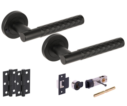 Roca Round Rose Privacy Lever Door Handle Set - Black Matt