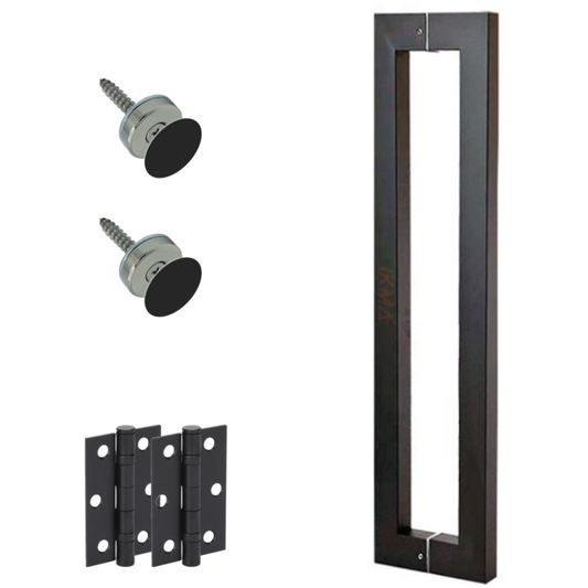 Mitred Back to Back Round Knurled Pull Handle Pack with Magnetic Latch - Black Matt