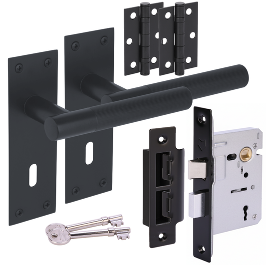 Levada Linear Lever on Backplate Sashlock Handle Set - Black Matt