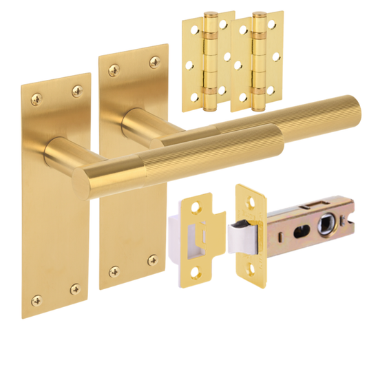 Levada Linear Lever on Backplate Handle Set - Satin Brass