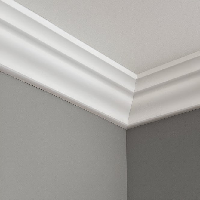 2.4m White Painted Decorative Coving 14mm x 67mm