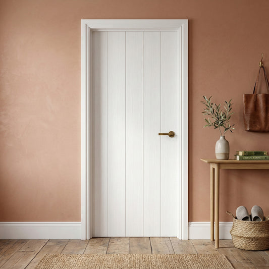 White Fully Finished Cottage Woodgrain Laminate Internal Door