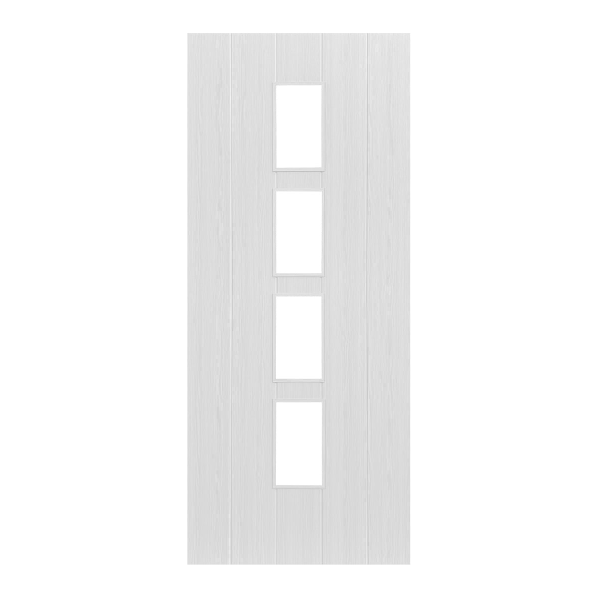 White Internal Fully Finished Cottage Woodgrain Laminate 4 Light Clear Glass Door