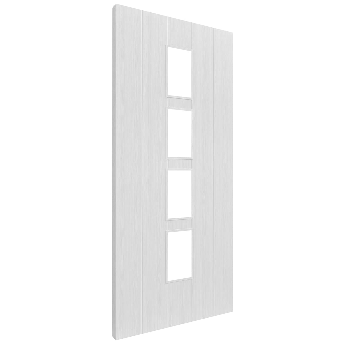 White Internal Fully Finished Cottage Woodgrain Laminate 4 Light Clear Glass Door