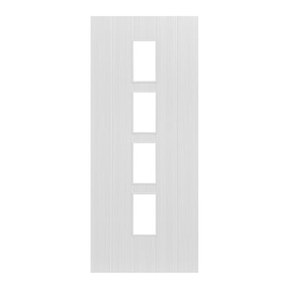 White Internal Fully Finished Cottage Laminate 4 Light Clear Glass Door
