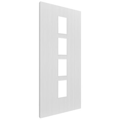 White Internal Fully Finished Cottage Laminate 4 Light Clear Glass Door