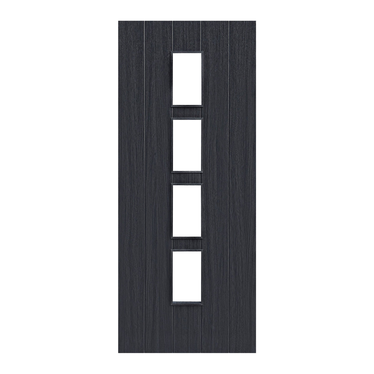 Black Fully Finished Cottage Laminate 4 Light Clear Glass Internal Door