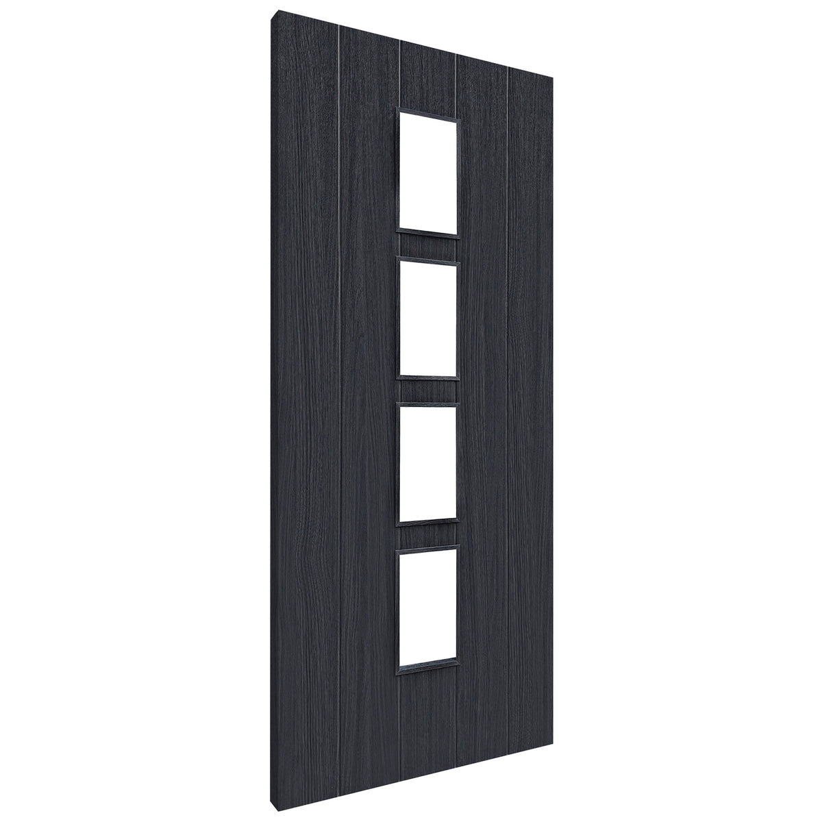 Black Fully Finished Cottage Laminate 4 Light Clear Glass Internal Door